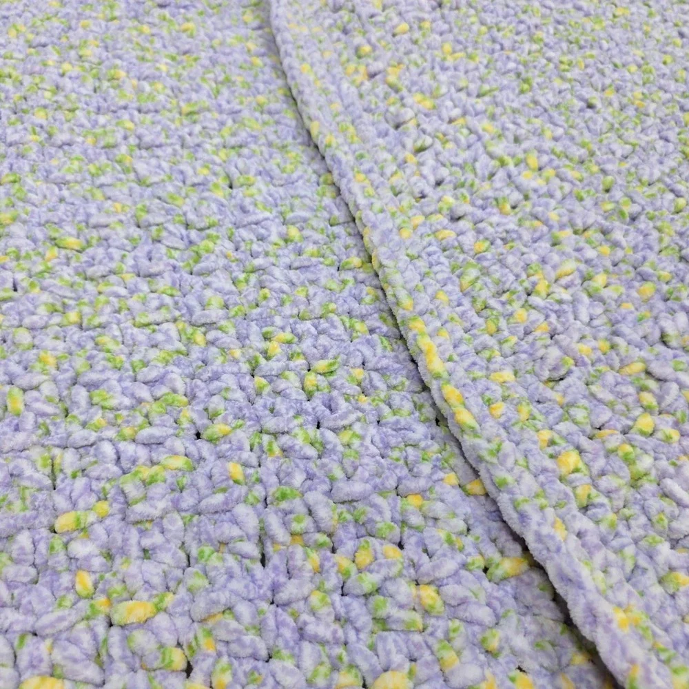Handmade Crochet Baby Blanket 36x48 Purple Yellow Green Soft Throw Boho Nursery